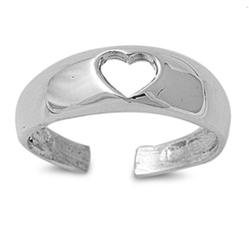 Silver Toe Ring Adjustable Double Open Heart 4mm in Solid 925 Sterling Silver Plain Ring free size Ladies Jewelry Fashion Valentines Gift - Blue Apple Jewelry