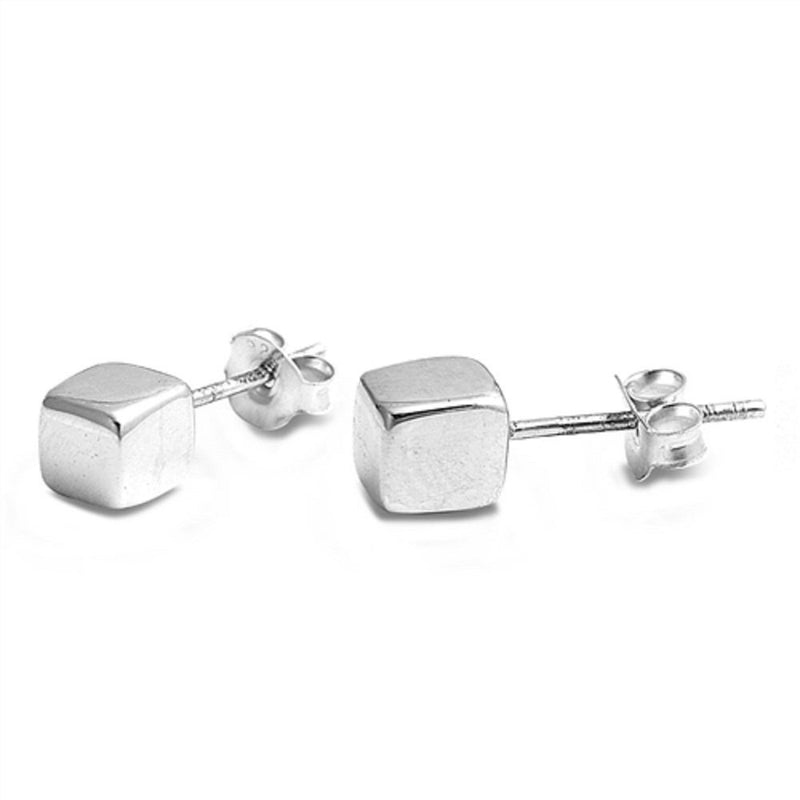 Square Cut Hammer Design Design 5mm Stud Post Earrings High Polish Round Solid 925 Sterling Silver Square Stud Earrings Jewelry Unisex Gift - Blue Apple Jewelry
