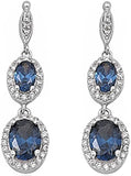 Halo Drop Dangle Chandelier Earring Oval Round Cubic Zirconia 925 Sterling Silver