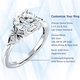18K Gold IGI Certified Round 3 Carat Lab Grown Diamond Floral Ring