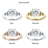 18K Gold IGI Certified Round 3 Carat Lab Grown Diamond Floral Ring