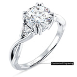 14K Gold IGI Certified Round 3 Carat Lab Grown Diamond Trio Ring