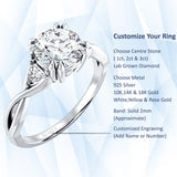 14K Gold IGI Certified Round 1 Carat Lab Grown Diamond Trio Ring