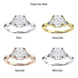 14K Gold IGI Certified Round 3 Carat Lab Grown Diamond Trio Ring