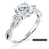 IGI Certified Round 3 Carat Lab Grown Diamond Twisted Trio Ring