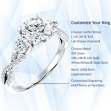 IGI Certified Round 3 Carat Lab Grown Diamond Twisted Trio Ring