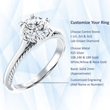 10K Gold IGI Certified Round 2 Carat Lab Grown Diamond Solitaire Ring