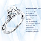 18K Gold IGI Certified Round 3 Carat Lab Grown Diamond Twisted Trio Ring