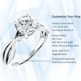 18K Gold IGI Certified Round 1 Carat Lab Grown Diamond Twisted Solitaire Ring