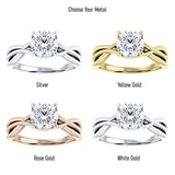 18K Gold IGI Certified Round 2 Carat Lab Grown Diamond Twisted Solitaire Ring