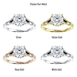14K Gold IGI Certified Round 2 Carat Lab Grown Diamond Art Deco Split Shank Floral Ring