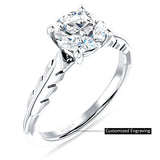 18K Gold IGI Certified Round 1 Carat Lab Grown Diamond Leaf Solitaire Ring
