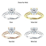18K Gold IGI Certified Round 1 Carat Lab Grown Diamond Leaf Solitaire Ring