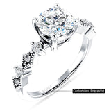 18K Gold IGI Certified Round 2 Carat Lab Grown Diamond Cluster Beaded Ring