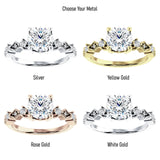 14K Gold IGI Certified Round 3 Carat Lab Grown Diamond Cluster Beaded Ring