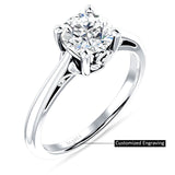 IGI Certified Round 1 Carat Lab Grown Diamond Art Deco Solitaire Ring