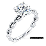 IGI Certified Round 1 Carat Lab Grown Diamond Twisted Rope Solitaire Ring