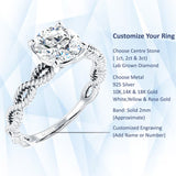 IGI Certified Round 2 Carat Lab Grown Diamond Twisted Rope Solitaire Ring