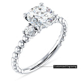 18K Gold IGI Certified Round 2 Carat Lab Grown Diamond Three Stone Trio Ring