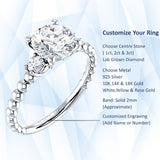 18K Gold IGI Certified Round 2 Carat Lab Grown Diamond Three Stone Trio Ring