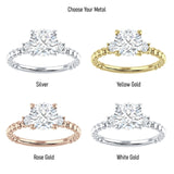 18K Gold IGI Certified Round 1 Carat Lab Grown Diamond Three Stone Trio Ring