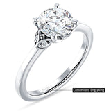 18K Gold IGI Certified Round 3 Carat Lab Grown Diamond Leaf Floral Ring