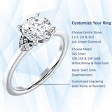 18K Gold IGI Certified Round 3 Carat Lab Grown Diamond Leaf Floral Ring