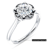 IGI Certified Round 1 Carat Lab Grown Diamond Art Deco Floral Ring