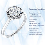 IGI Certified Round 1 Carat Lab Grown Diamond Art Deco Floral Ring