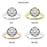 IGI Certified Round 1 Carat Lab Grown Diamond Art Deco Floral Ring