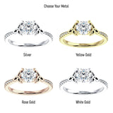 10K Gold IGI Certified Round 2 Carat Lab Grown Diamond Art Deco Trinity Cluster Ring