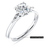 10K Gold IGI Certified Round 3 Carat Lab Grown Diamond Hidden Halo Art Deco Trio Ring