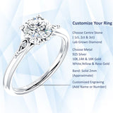 10K Gold IGI Certified Round 2 Carat Lab Grown Diamond Hidden Halo Art Deco Trio Ring