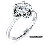 14K Gold IGI Certified Round 1 Carat Lab Grown Diamond Art Deco Solitaire Ring