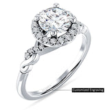 IGI Certified Round 2 Carat Lab Grown Diamond Art Deco Twisted Halo Ring