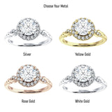 IGI Certified Round 1 Carat Lab Grown Diamond Art Deco Twisted Halo Ring