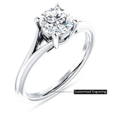 18K Gold IGI Certified Round 1 Carat Lab Grown Diamond Split Shank Hidden Halo Baguette Ring