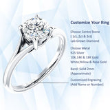 14K Gold IGI Certified Round 2 Carat Lab Grown Diamond Split Shank Hidden Halo Baguette Ring