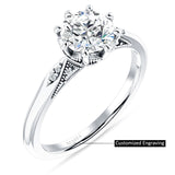 10K Gold IGI Certified Round 3 Carat Lab Grown Diamond Art Deco Marquise Style Ring