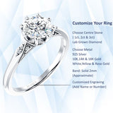 IGI Certified Round 1 Carat Lab Grown Diamond Art Deco Marquise Style Ring