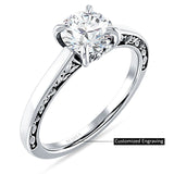 10K Gold IGI Certified Round 3 Carat Lab Grown Diamond Flower Leaf Solitaire Ring