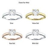 18K Gold IGI Certified Round 3 Carat Lab Grown Diamond Flower Leaf Solitaire Ring