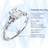 18K Gold IGI Certified Round 2 Carat Lab Grown Diamond Art Deco Filigree Ring