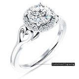 IGI Certified Round 3 Carat Lab Grown Diamond Ar Deco Heart Halo Ring