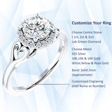 IGI Certified Round 1 Carat Lab Grown Diamond Ar Deco Heart Halo Ring