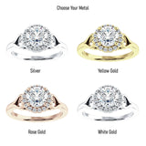 14K Gold IGI Certified Round 2 Carat Lab Grown Diamond Art Deco Heart Halo Ring