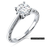 10K Gold IGI Certified Round 2 Carat Lab Grown Diamond Art Deco Filigree Solitaire Ring