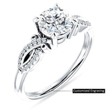 14K Gold IGI Certified Round 1 Carat Lab Grown Diamond Art Deco Cluster Twisted Ring