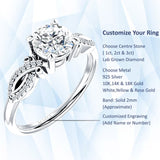 14K Gold IGI Certified Round 2 Carat Lab Grown Diamond Art Deco Cluster Twisted Ring