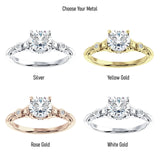 18K Gold IGI Certified Round 2 Carat Lab Grown Diamond Art Deco Split Shank Beaded Ring